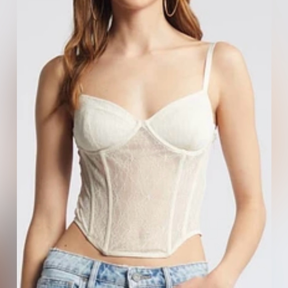 Open Edit Dove Lace Corset Top